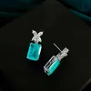 Dangle Avize Yeni Varış İğne Küpeleri Kadın 6 Karat Sentetik Paraiba Stud 10*14 Mm Moda Çok yönlü takı Hediye H240423