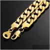 Braclotto di braslet a catena 2024 Maschio colore dorato dorato 14k Gold Gold Embossing Cuban Link Bracciale per uomini Hiphop Gioielli Droping Dlenge Brace Dhqiv