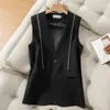 Kvinnors västar 2024 Spring Summer Blazer Korean Vest Slim Sleeveless Jacket Fashion V-ringad kappa med en enda spänndräkt