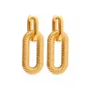 Earrings Uworld Trendy Metal Chain Link Huggies With Large Ridged Link Charm Loop Hoops Gold Waterproof Stainless Steel Fashion Jewelry