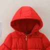 Schichten Wintermädchen Schnee Mantel Mantel mit härter Baby -Down -Jacke Mode mit Kapuze Kinder Baumwollkleidung Kinder Kinder Overalls