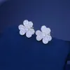 Style classique de qualité supérieure JXJS925 STERLING Silver Fanjia Trois feuilles Lucky Grass Orees Boucles pour femmes Léger de mode Fédom