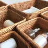 Baskets LuanQI High Quality Rattan Storage Basket Home Fruit Bread Snack Picnic Basket Cosmetic Clothes Organizer Desktop Storage Box