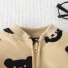 Coats PatPat Newborn Baby Boy Clothes Girl Sweatshirt Children Allover Cartoon Bear Print Longsleeve Zip Jacket for Kids Gifts