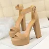 Kleiderschuhe dicke Ferse Super dünne High Heels Sexy Nachtclub Frauen wasserdichte Plattform offene Gürtelschnalle Sandalen