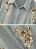 Dwuczęściowe spodnie damskie Elegancka koszula cekinowa i elastyczna talia prosta 2024 Kolekcja Chict Bluzka z długim rękawem 2 set inkeo 4T021