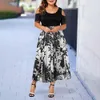 Kvinnor Summer Cold Shoulder Hollow Floral Midi Dress Lady Party Cocktail Plus Size in för 2024 240422