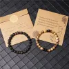 Pulseiras de envelope de fios Palavras de pacote para homens Bracelet de pedra de lava natural preto preto 8 mm Labradorita Lapis Lazuli Buddel Bangles