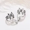 Boucles d'oreilles HUICUSAN Boucles d'oreilles à forme d'oreille à forme de renard vintage pour femmes Antique Silver Creative Clip Boucles d'oreilles Daily Wear