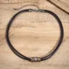 Halsband vintage pu läder med metallpärlor choker halsband för män trendiga krage på nacktillbehören 2023 modesmycken manlig gåva