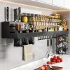 Storage New Kitchen Storage Rack Free Punch Wall Mounted Household Seasoning Supplies Large Knife Holder Multifunctional Storage Rack