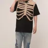 Autumn Mens Street Distressed Printed Skeleton Hollow Hooded Vest Thin Line Special-Shaped American Y2K Unisex Jacket 240410