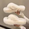 Slippers Shoes Woman 2022 Flock House Platform Fur Flip Flops Med Pantofle Plush Flat New Slides with fur Rome Basic Rubber H240423