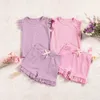 Kleidung Sets Baby Girls Clothes 2pcs Sommeroutfits Anzüge für Kinder Rüschenhülsen T-Shirt und Shorts Kinder H240423