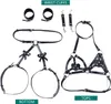 Bondage Restraint Set BDSM Bondage for Sex Lingerie Leather Body Belt Chest and Leg Harness with Wrist Cuffs for Women