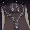Halsband underbara kristallsmycken uppsättningar för kvinnor lyxiga choker halsband örhängen set bröllop klänning brud dräkt halsband tillbehör