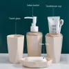 Tandbrush 4pcs Diamond Shape Plastics Badrumstillbehör Set nordiskt matt tandborste hållare cup tvål dispenser badrumssats