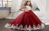 Blush Pink Flower Girl Dresses For Wedding Princess Tutu Sequined Appliced ​​Lace Bow Vintage Child Girls First Communion Dress5201583