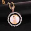 INS Memory Photo Rotatable Double-sided with Micro Inlaid Zircon Trendsetter Circular Pendant