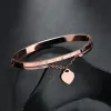 Strängar WLP Luxury Rose Gold rostfritt stålarmband Bangles Kvinnliga hjärthänge bröllop charm armband för kvinnor smycken