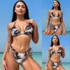 Designer Swearwear Designer Bathing Trots Femme Swim Bikini Set Polyester Leopard Low Wison Sabre de plage Scrunch Tie à cravate Luxe Sweet Bikini Bikini Set Designer Swim