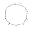 Halsband Imitation Pearl Beads Chain with Spikes Short Choker Halsband Män Hip Hop Tjock Silver Color Halsband 2024 Fashion Jewelry