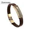 Brins zorcvens vintage lettre bracelet bracelet mâle prière chrétien bracelet cuir femmes bijoux