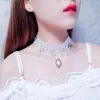 Colliers Fashion Gothic White Crystal Lace Choker Collier pour femmes Fashion Victoria Vintage Clavicule Chaîne Collar Bijoux