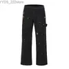 Jeans féminins 2023 Vêtements de rue Graffiti Goods Jeans évasé jeans kaki noire éclaboussure encre large pantalon denim à pattes