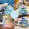 Toys Pussy Cat Toys Yeni Yükseltilmiş Kedi Üç Katman Döner Masa Top Pet Self Self Hi Eğlence Masa Track Ball Interactive Pet Malzemeleri