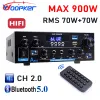 Versterker Woopker AK55 HIFI Audio -versterker Max 900W Digitale Bluetooth AMP RMS 70W+70W Channel 2.0 Ondersteunt dubbele microfoon ingangen FM -radio