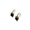 Crystal Stone Earrings Copper Material in Gold Plated Clear Black Crystal Stone Fish Hook Earring Women Hot Jewelry