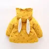 Coats 636 maanden Baby Winter Jackets Leuke konijnenoors Hooded peuter meisjesjas herfst Dikke warme pasgeboren kleding