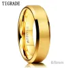 Groupes Tigrade pur titane anneaux or couleur doré 6 mm 8 mm bracelet de mariage luxe dans le confort Fit Matte pour les hommes femmes antiallergy