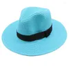 Berets Panama Strail Hat Men Men Men Summer Wide Brimmed Outdoor Sun Visor Beach