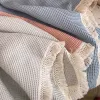 Ställer in nyfödd baby filt våffla Tassel Bomull Muslin Swaddle Filt Baby Handduk Wrap barnvagn filt sängkläder föremål spädbarn tupplur