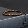 Strängar Justerbar mini Natural Stone Lava Tiger Eye Beaded Armband Bangle For Women Men Chakra Pärlor flätade armband charm smycken