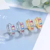 Pendientes de aro Cute 925 Plata para mujeres Joyas Moda Color de color geometría de circón Hebilla de orejas Novia Kofsac