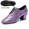 Tanzschuhe glänzende lila Kuhläden lateinische Lehrerin Ballroom Sneakers Trend Square Moderne bequem