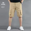 メンズショーツサマーファッション男性カーゴパンツ膝のクラシック複数のポケット大規模綿半カーキアーミーグリーン