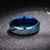 Bandes MoreRear 6 mm Blue Twill Ring Titanium Brackaged Ring pour hommes et femmes Anneau personnalisé Personnaliser la bague gravée