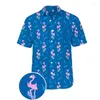 メンズカジュアルシャツ2024サマーシャツハワイアン半袖のアヒル印刷ビーチ旅行レジャー
