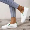 Casual Shoes Spring Summer Women's Flat White Pu Leather Slip On Woman Bekväm mjuk enda loafers för kvinnor