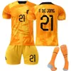 2223 Pays-Bas Orange n ° 4 Van Dijk 10 Memphis 21 de Jong Soccer Jersey Set Coupe du monde