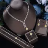 4 morceaux de zircone cubique bijoux luxe Dubaï Collier de mariage en cristal nigérian en Asie centrale 240401