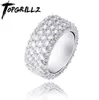 TOPGRILLZ 5 Rows Iced Out Full Cubic Zircon Bling Rings Gold Silver Color Charm Men039s Hip Hop Jewelry For Gifts Y11244485496