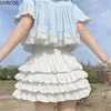 Japanischer Stil Kawaii Lolita Minirock Frauen Gothic High Taille Rüschenstufe Röcke süßer girly Sommer Harajuku Y2k Kurzrock 240421