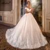 Delicate Lace ball gown Wedding Dress Off Shoulder short Sleeves Elegant Bridal Gowns 2024 With Beading Pearls Appliques Lace