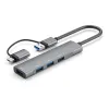 タイプC/USBデバイス用のHubs ofBK 4ポートUSBハブ高速データ転送、アルミニウムビルド