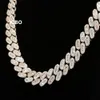 Hip Hop Jewelry Mens Chain Necklace 18mm Sterling Silver Moissanite Baguette Cuban Link Chain